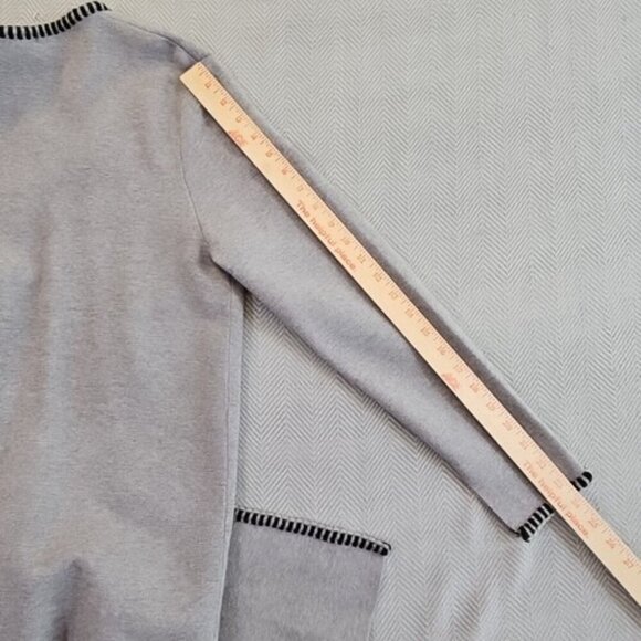 Magaschoni Long Line Open Front Gray Knit Cardigan Sweater Pockets Size Medium - Picture 11 of 11